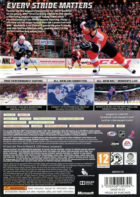 NHL 13 cover or packaging material - MobyGames