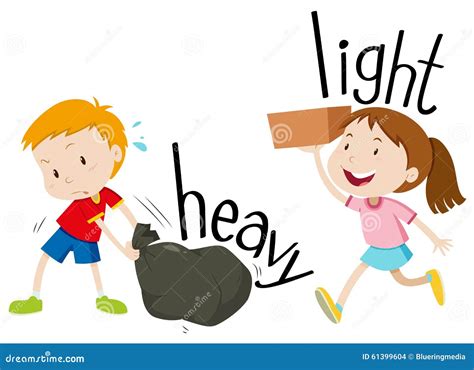 Opposite Adjectives Heavy And Light Stock Vector - Image: 61399604