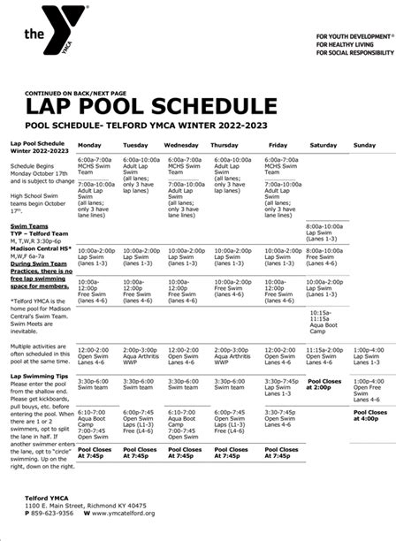 Pool Schedule