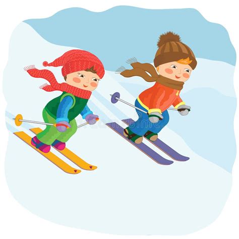 Children are Skiing. Winter Stock Vector - Illustration of friends, season: 126791234