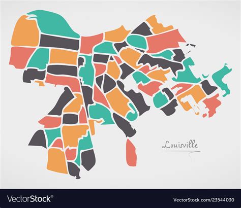 Louisville kentucky map with neighborhoods Vector Image