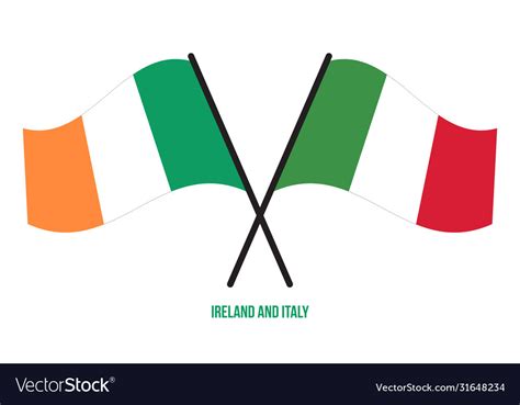 Ireland and italy flags crossed waving flat Vector Image