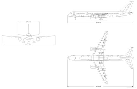 Boeing 757-200 blueprints free - Outlines