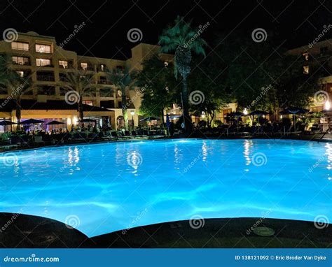 Renaissance Palm Springs Hotel Pool at Night Editorial Photography ...