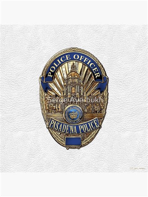 "Pasadena Police Department - PPD Officer Badge over White Leather ...