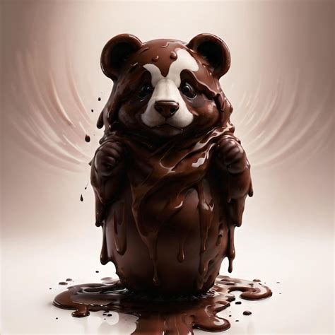 Premium AI Image | A panda bear is covered in chocolate and has a white ...