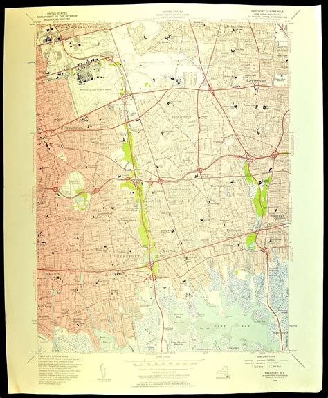 Freeport Map of Hempstead New York LARGE Topographic Survey Levittown ...