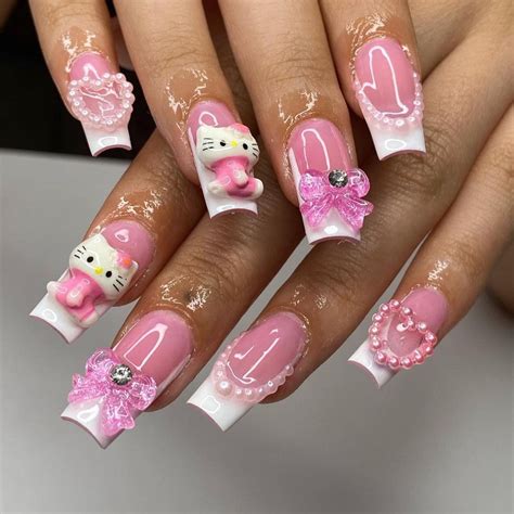 𝒦𝓂♡ on Twitter | Hello kitty nails, Hello kitty nails art, Pink acrylic nails