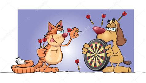 Cat & Dog Playing Darts Stock Vector Image by ©scribbles-toons #39438353