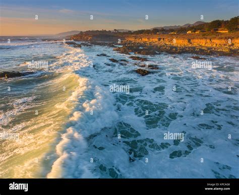 surf at Moonstone Beach at sunset, Cambria, California Stock Photo - Alamy