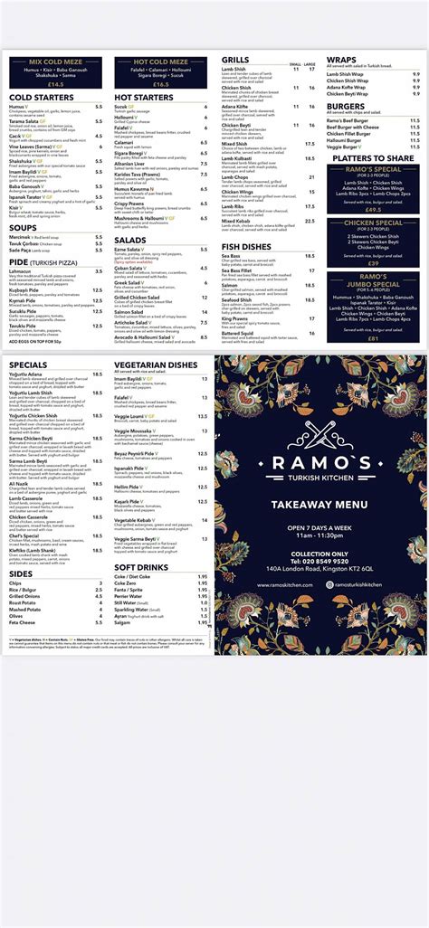 Menu at Ramo's Turkish Kitchen restaurant, Kingston upon Thames