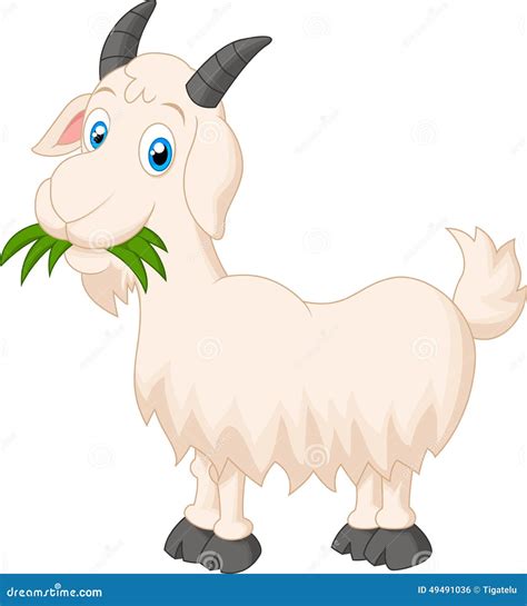 Cartoon Goat Eating Grass Stock Vector - Image: 49491036