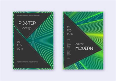 Premium Vector | Black cover design template set green abstract li