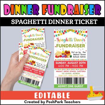 Editable Spaghetti Dinner Ticket Template | DIY Italian Dinner Invitation Ticket