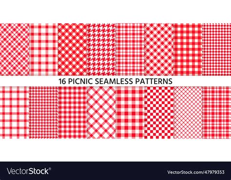 Picnic tablecloth seamless pattern set red Vector Image