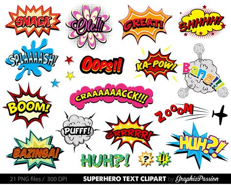 Comic clipart superhero bubbles clipart Speech Bubbles Clipart | Etsy