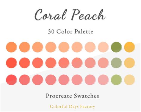 Coral Peach Color Swatches Procreate Color Palette Instant | Etsy | Color palette pink, Coral ...