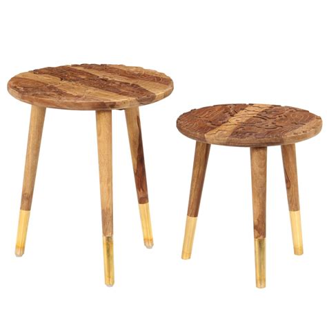 Coffee Tables 2 pcs Solid Sheesham Wood | Low Cost Furniture Direct