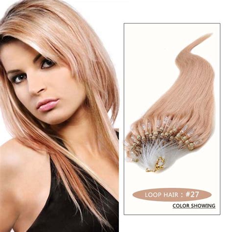 Top-rated Micro Loop Ring Hair Extensions #27 Clearance Price 16- 24 Straight Human Hair 0.5g ...