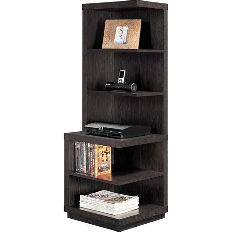 Corner Shelf Bookcase Brown Wood 5 Shelves Book Storage Display Home Furniture - Bookcases