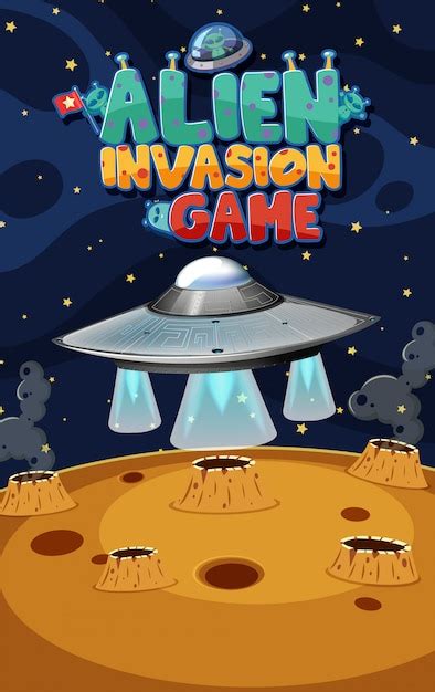 Premium Vector | Background scene with alien invasion in space