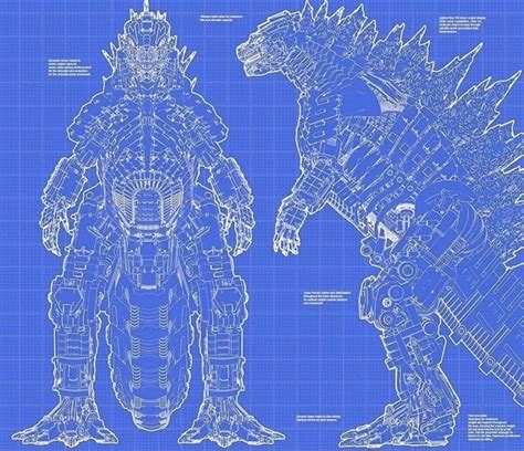 Blueprints Concept Art For Mechagodzilla : r/Monsterverse