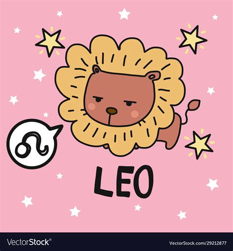 Leo horoscope cartoon doodle Royalty Free Vector Image