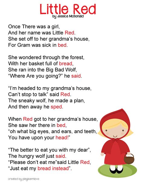 Little Red Riding Hood Story Printable