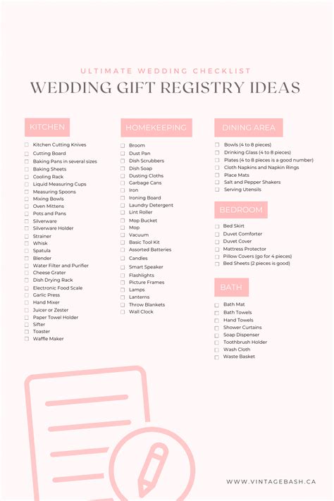 The Complete Wedding Gift Registry Checklist • VintageBash | Wedding gift registry checklist ...