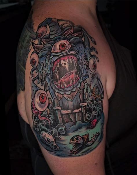 Behold My Inked Antagonist: A Beholder Tattoo with other hidden surprises! [OC] [ART] : r/DnD