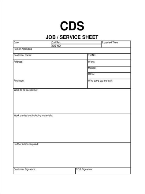 Sample Job Sheet Format – Dalep.midnightpig.co With Regard To Mechanic ...