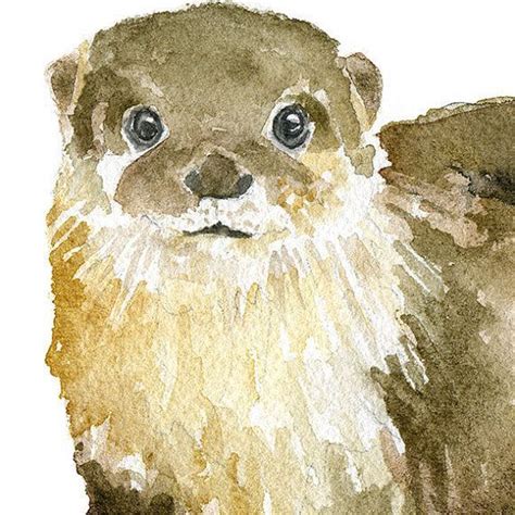 Imprime nutria acuarela poster reproducción 10 x 8 / 11 x #watercolorarts | Watercolor art ...