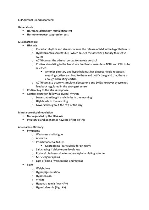 CEP Adrenal Gland Disorders - CEP Adrenal Gland Disorders: General rule ...