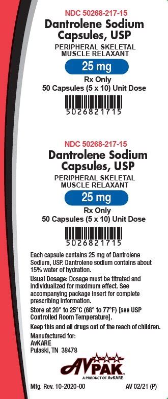 Dantrolene - FDA prescribing information, side effects and uses