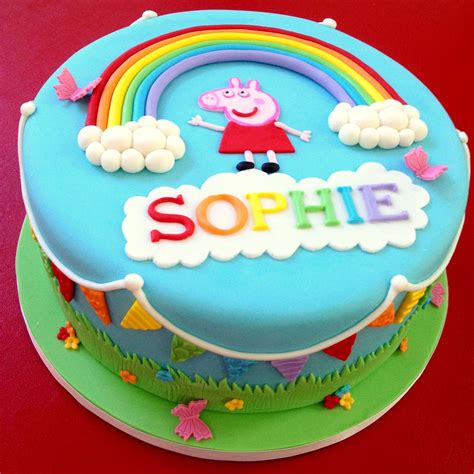 Rainbow Peppa cake | Pig birthday cakes, Peppa pig birthday cake, Peppa pig birthday