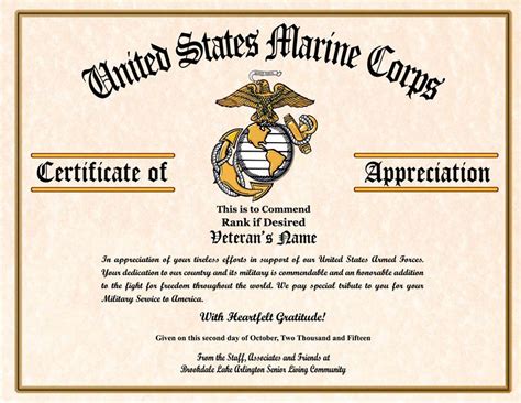 Free Printable Military Certificate Of Appreciation Template Free