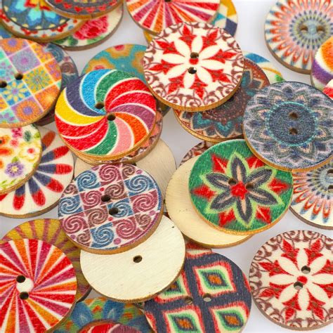 100pcs Wood Buttons, EEEkit Vintage Flower Round Buttons for Craft, 2 Holes Wooden Button Sewing ...