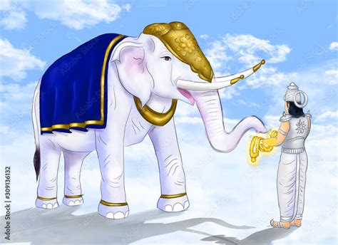 Lord Indra with his elephant, Airavat Stock Photo | Adobe Stock