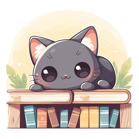 Premium Vector | Burmese Cat Sitting on a Bookshelf