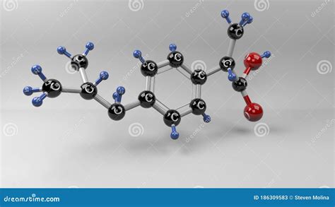 Molecular Structure of Ibuprofen Illustration. Stock Illustration - Illustration of treatment ...