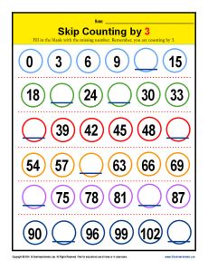 Skip Counting by 3s Worksheets | 2nd Grade Math Practice