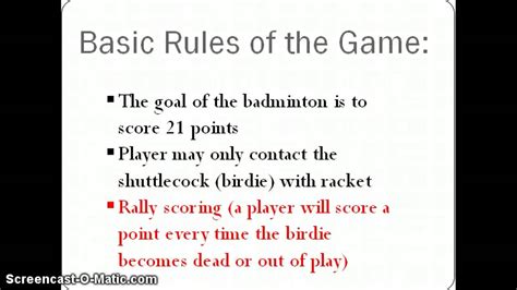 Badminton Rules (Simplified) - YouTube