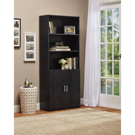 Ameriwood Home 5-Shelf Bookcase with Doors, Black - Walmart.com