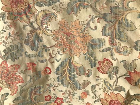 SWATCH Designer Brocade Satin Floral Drapery Fabric- Antique Gold And ...