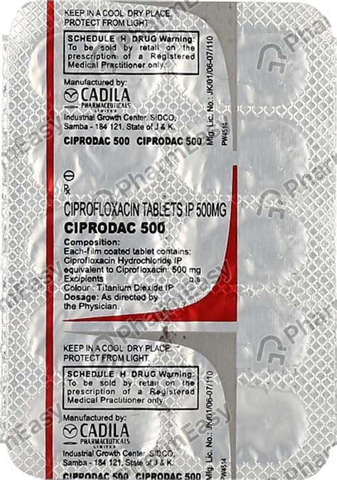 Ciprodac 500 MG Tablet (10): Uses, Side Effects, Price & Dosage | PharmEasy