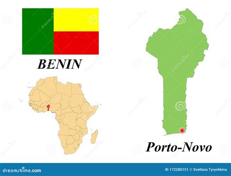 Flag map capital of Benin stock vector. Illustration of geography ...