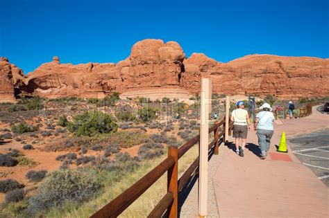 Double Arch Trail at Arches National ... | Stock image | Colourbox