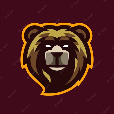 Premium Vector | Bear head mascot gaming logo template