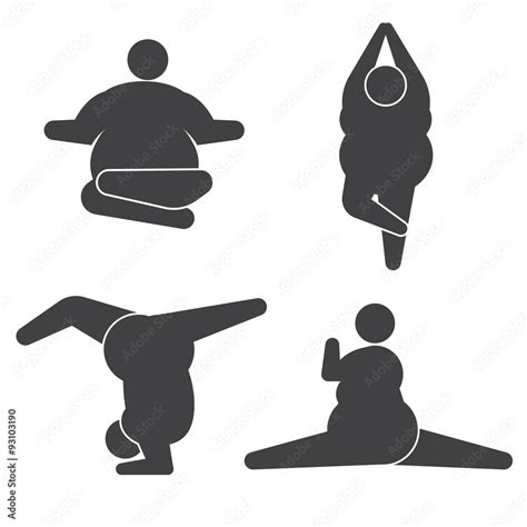 Fat man in pose practicing yoga Stock Vector | Adobe Stock