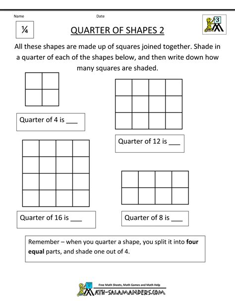 Fraction Shape Worksheets